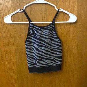 Zebra print cropped tank top (cross cross back)